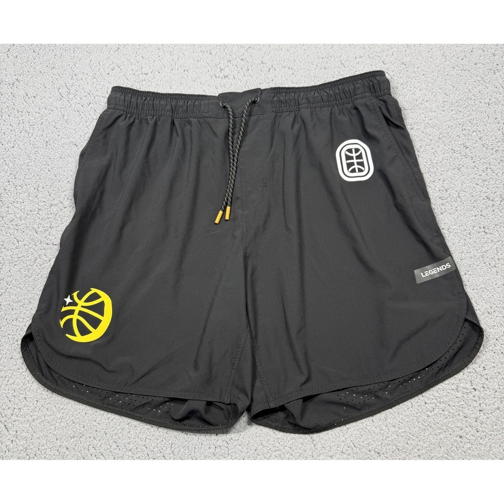 Legends Shorts Mens XL Black Lined Basketball 7 Inseam Athletic Zip‎ Pocket